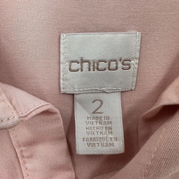 Chicos Button Shirt Womens 2 (US Large) Blush Pink Roll Tab Sleeves - Picture 11 of 15